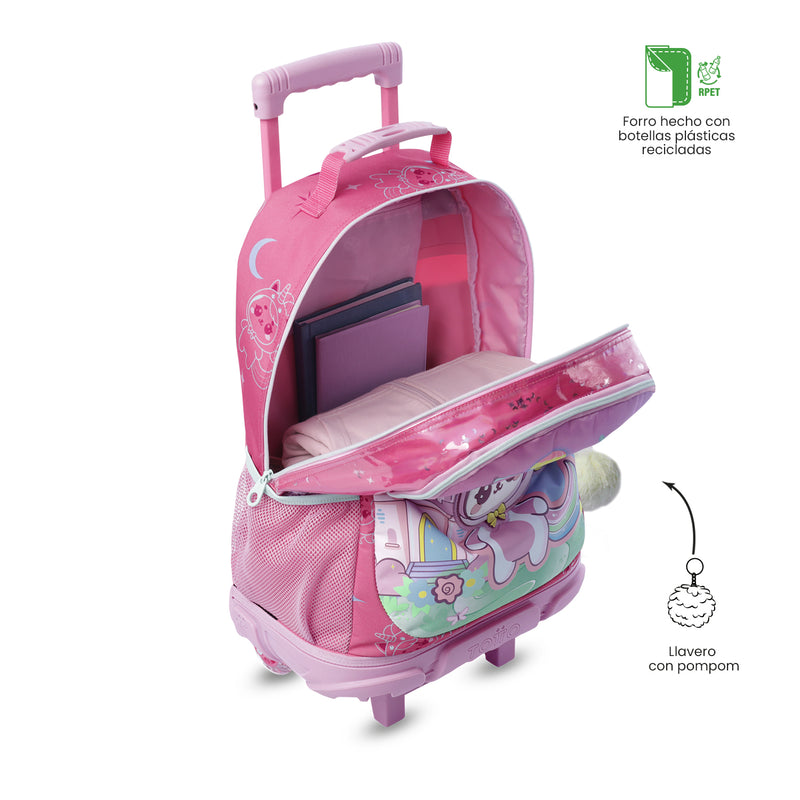 Mochila para Niña con ruedas Magic Spark Grande Rosado