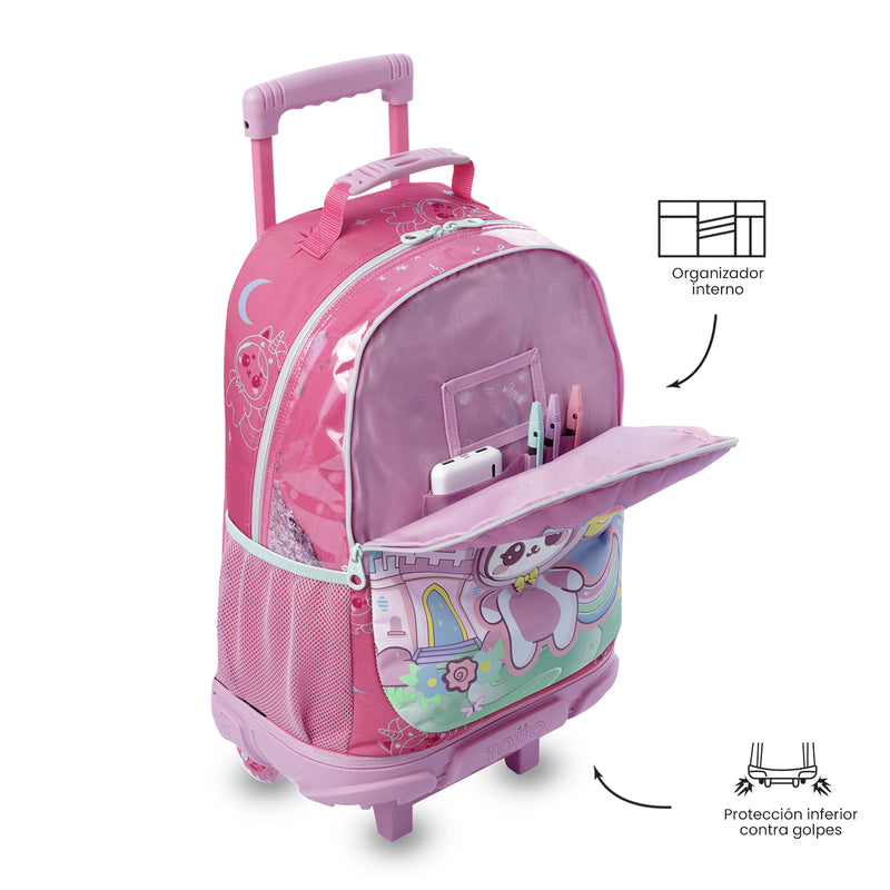 Mochila para Niña con ruedas Magic Spark Grande Rosado