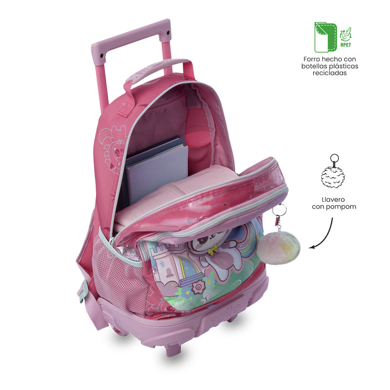 Mochila para Niña con ruedas Magic Spark Mediano Rosado