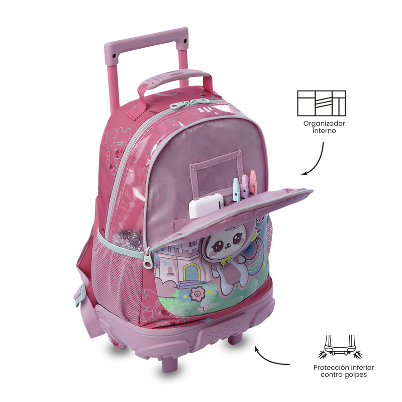 Mochila para Niña con ruedas Magic Spark Mediano Rosado