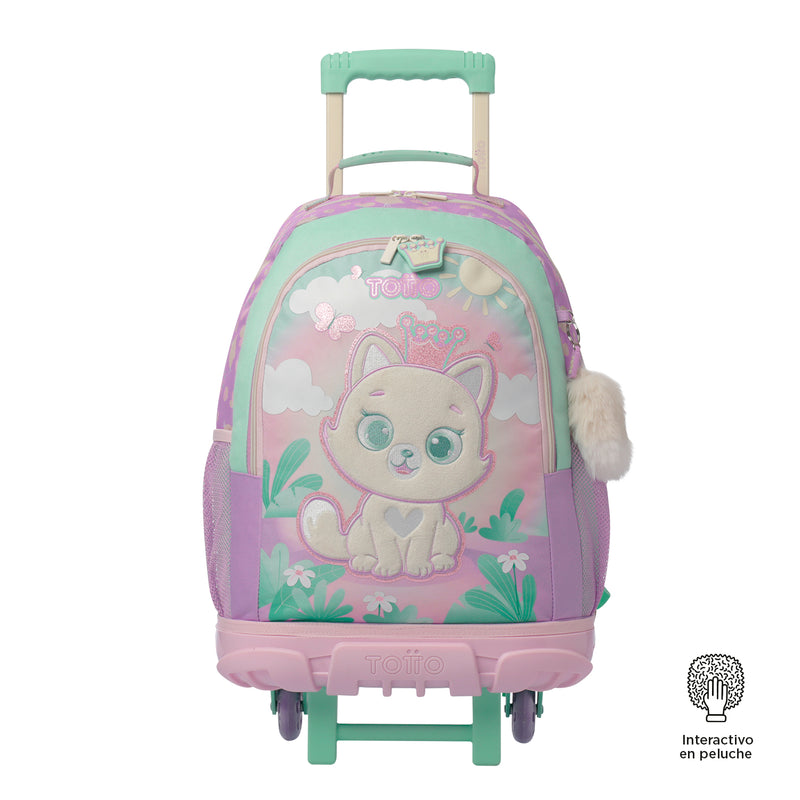 Mochila con ruedas Niña Queen Cat Grande Rosado