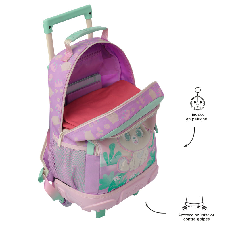 Mochila con ruedas Niña Queen Cat Mediano Rosado
