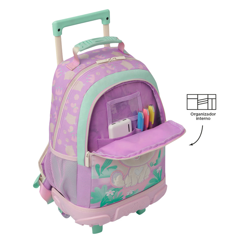 Mochila con ruedas Niña Queen Cat Mediano Rosado