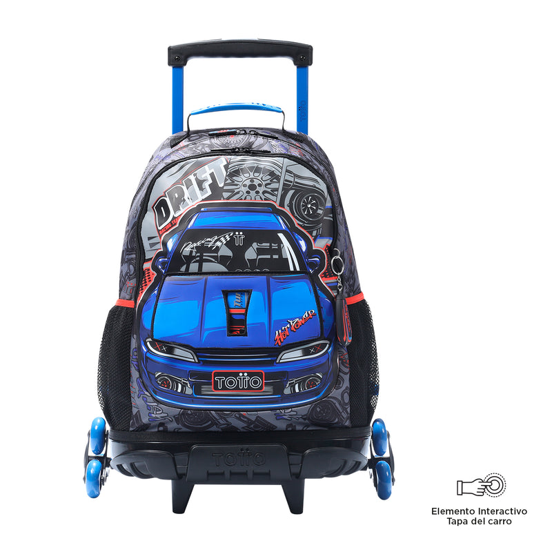 Mochila 3 en 1 Racing con ruedas Azul Niño