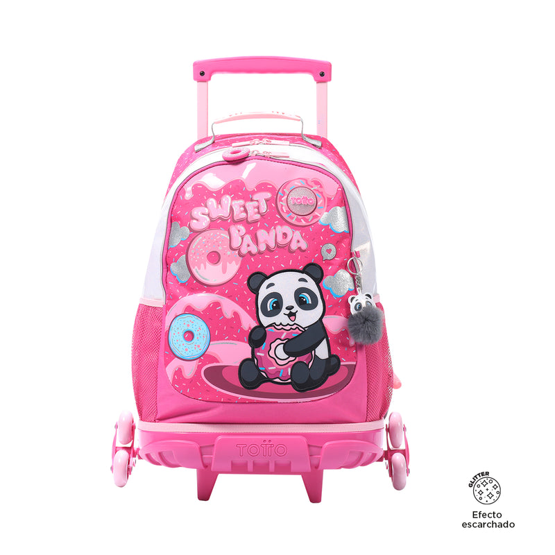 Mochila 3 en 1 Sweet Panda con ruedas Rosado Niña