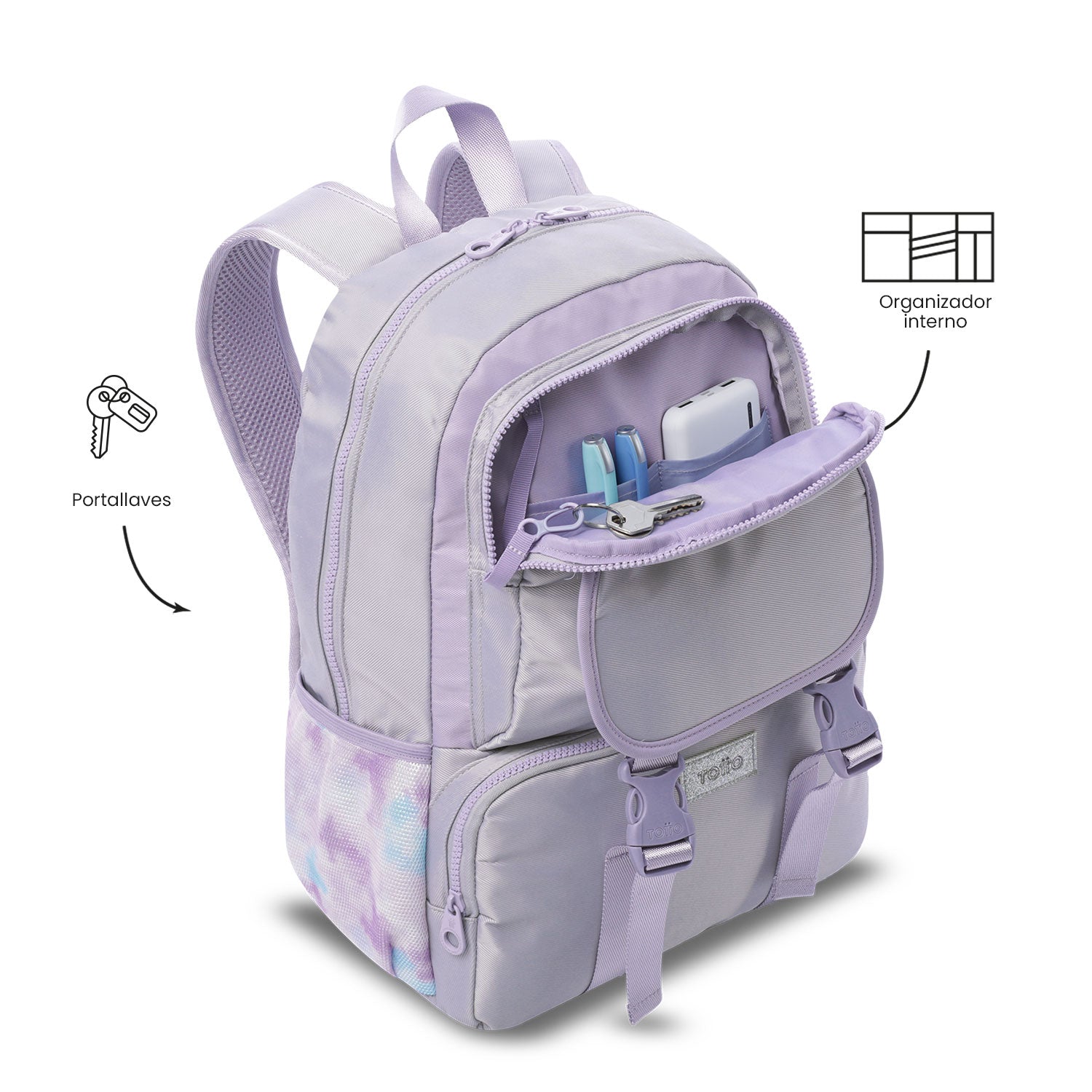 Mochila para niña cluw mediano morado