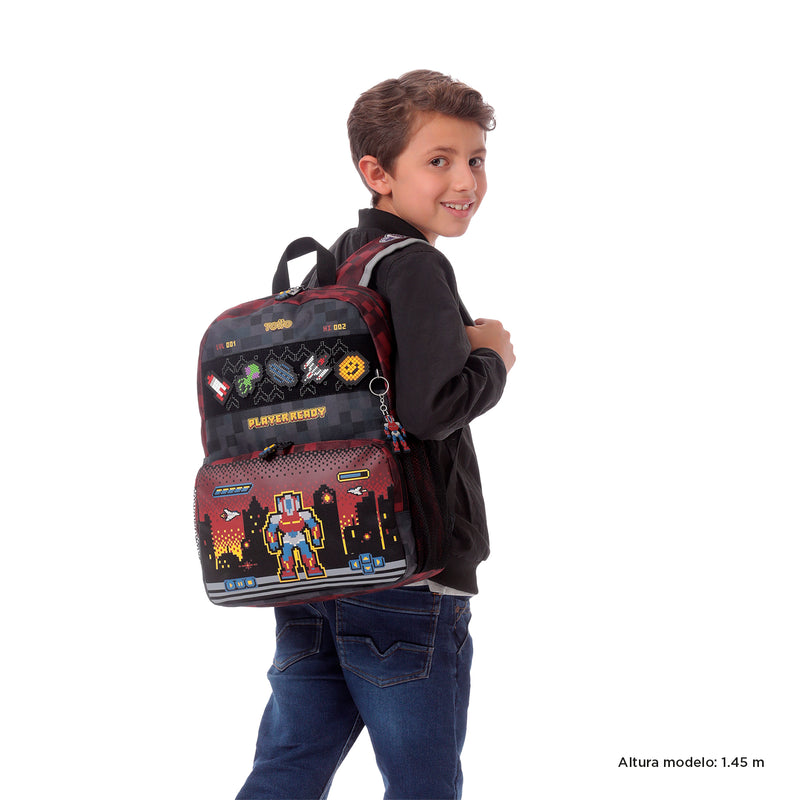 Mochila para Niño Digibot Mediano Rojo