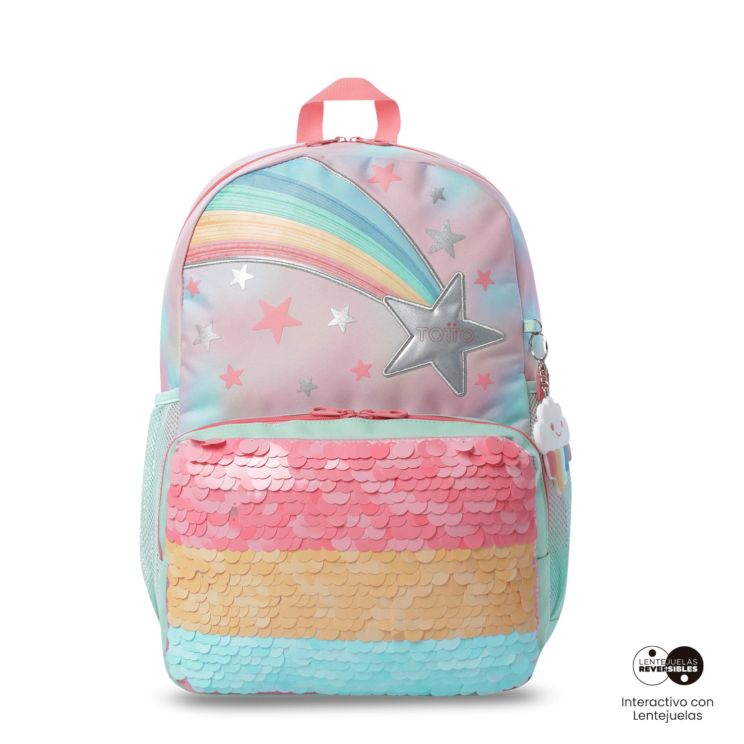 Mochila para Niña Rainbow Star Grande Rosado