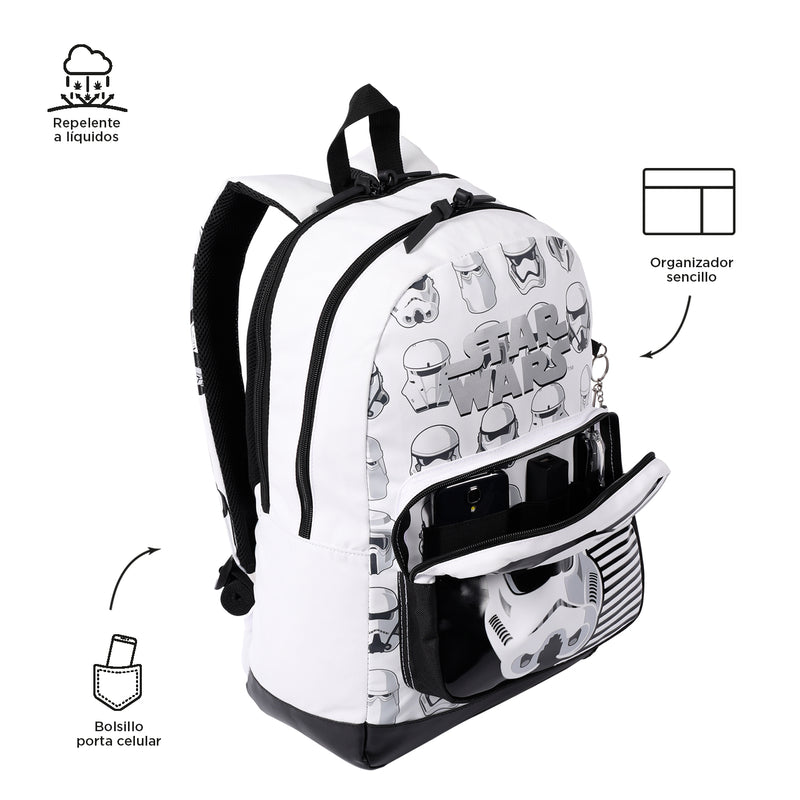 Mochila Star Wars Stormtrooper M Disney - Color: Blanco