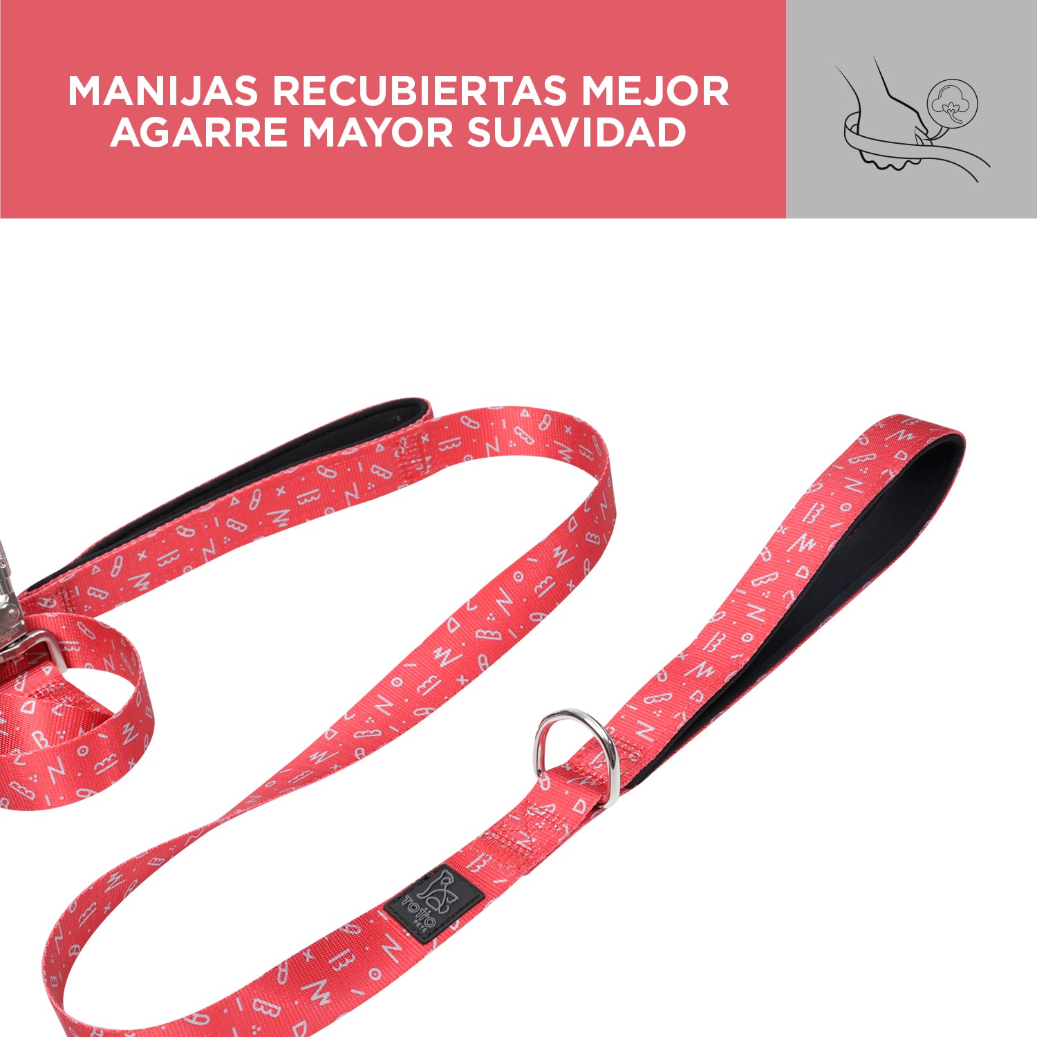 Correa Para Mascota Drugo - Correa Manija Doble Drugo Color: Rojo Talla: L