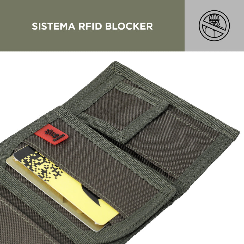 Billetera Lona RFID Con Cadena Meeting - Color: Verde