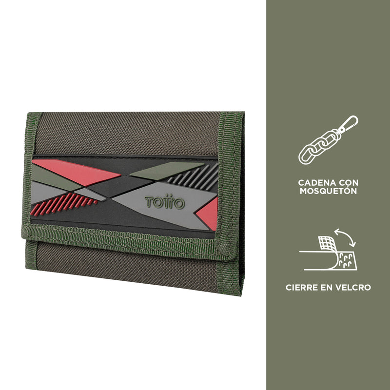 Billetera Lona RFID Con Cadena Meeting - Color: Verde