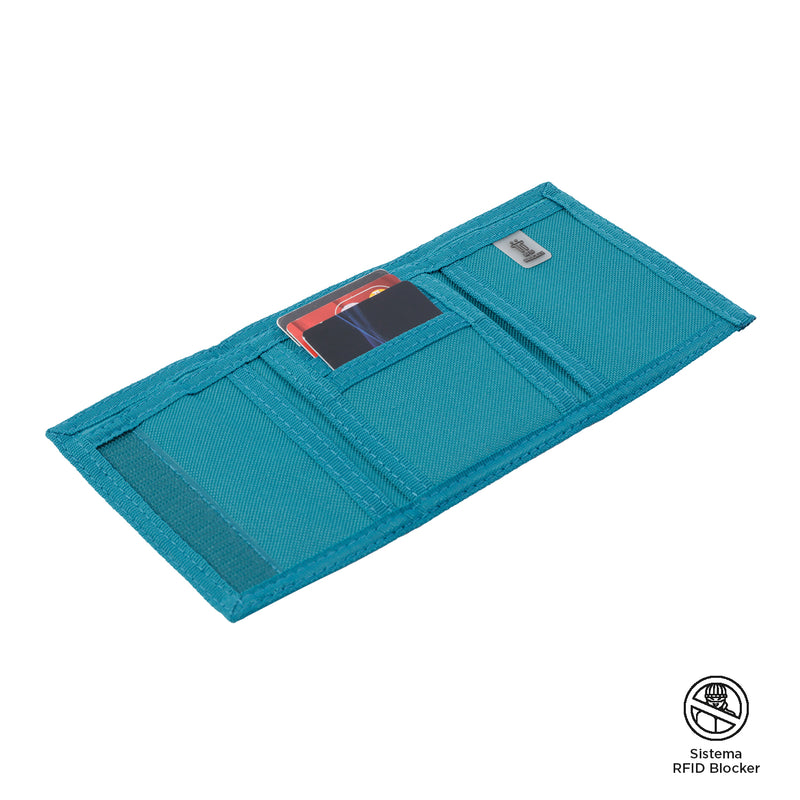 Billetera En Lona Con Sistema Rfid Jaby. - Color: Azul