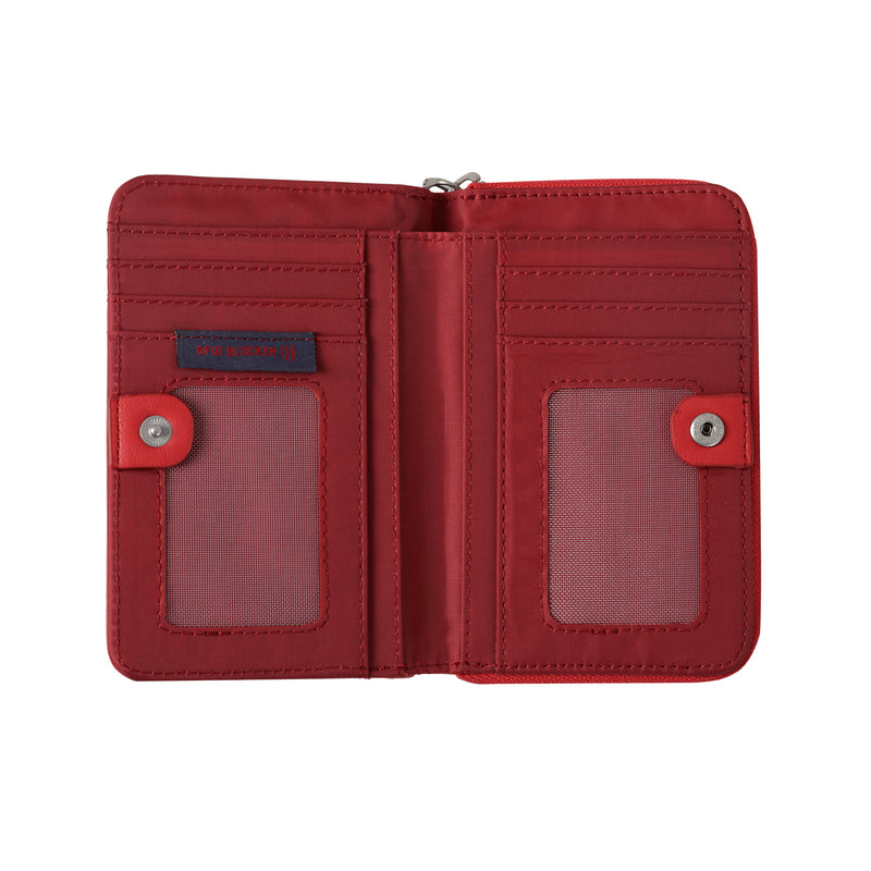 Billetera Pu Leather Rfid Sepia Color: Rojo