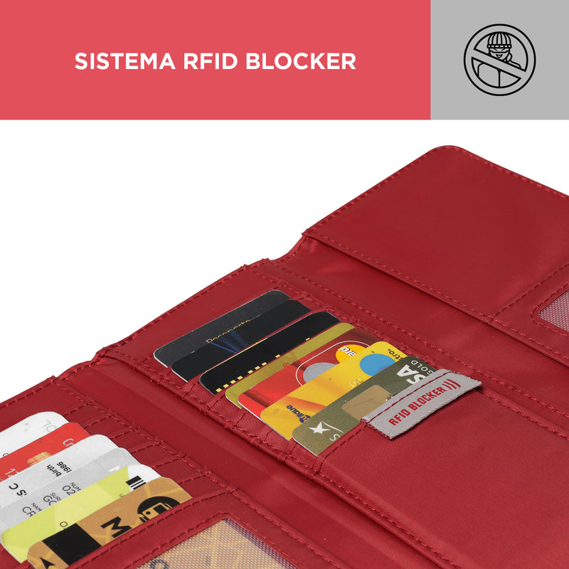 Billetera Pu Leather Rfid Subra Color: Rojo
