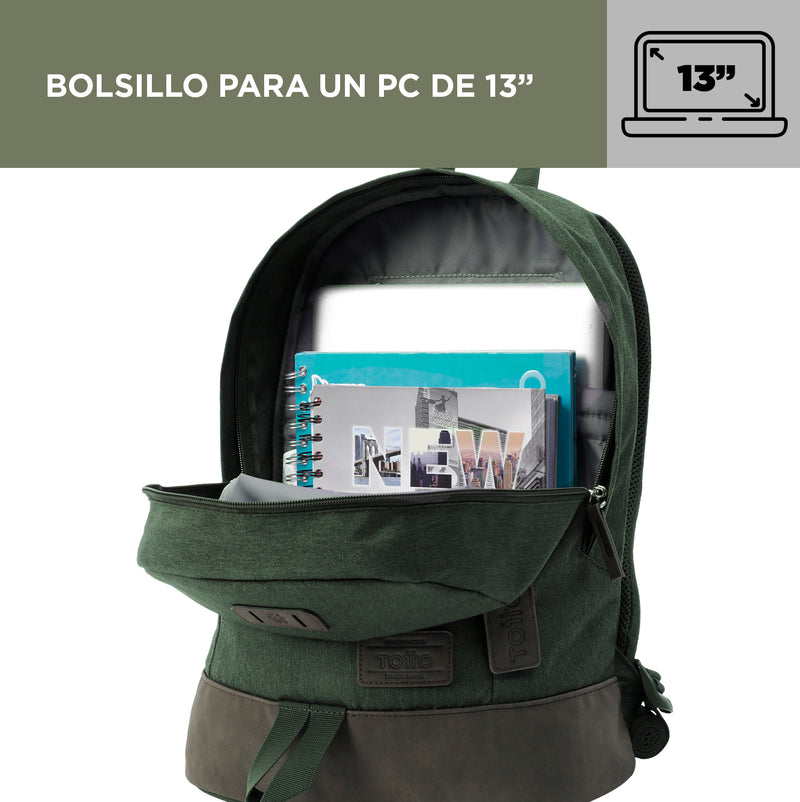 Mochila Deily con porta laptop - Color: Verde