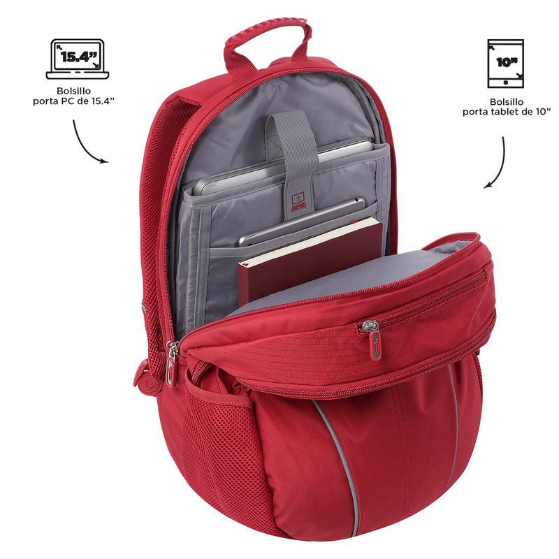 Mochila Cambri con Porta laptop y porta tablet- Color: Rojo