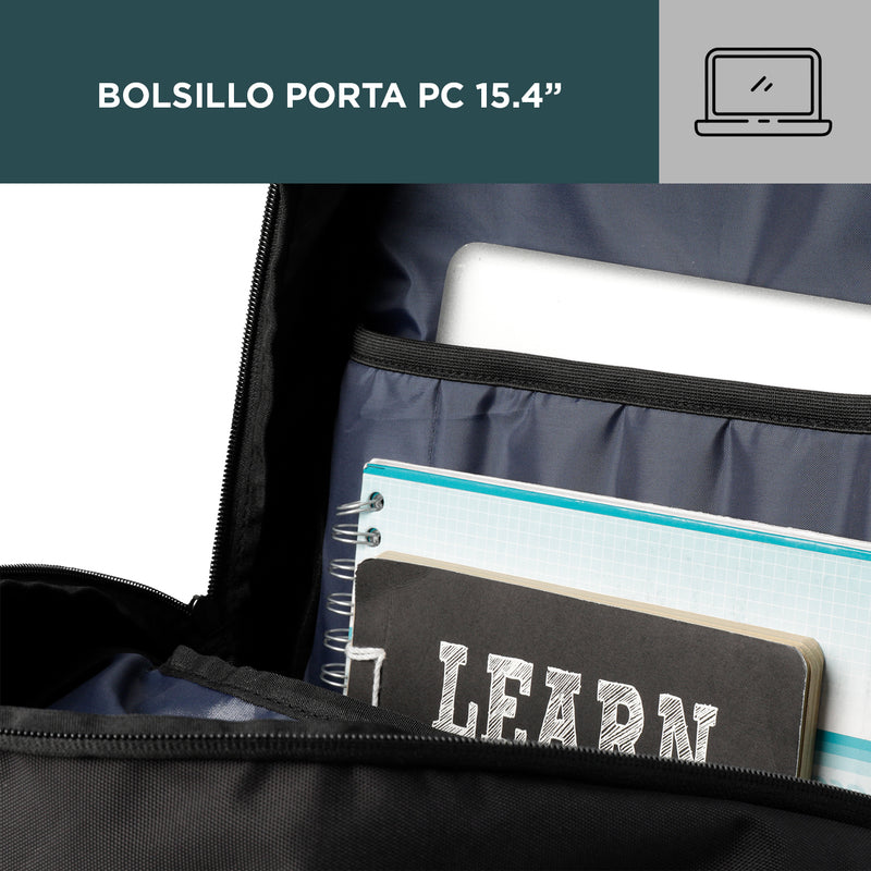 Mochila Crotker con Porta laptop - color- Negro